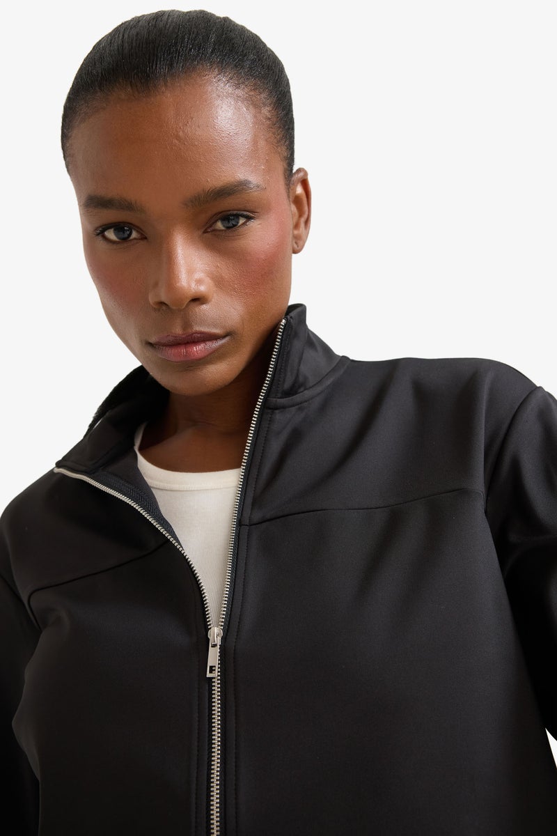 DeFacto Black Woman DeFactoFit Standard Fit with Zip-Up Stretchy Fabric Sweatshirt Casual - Image 5